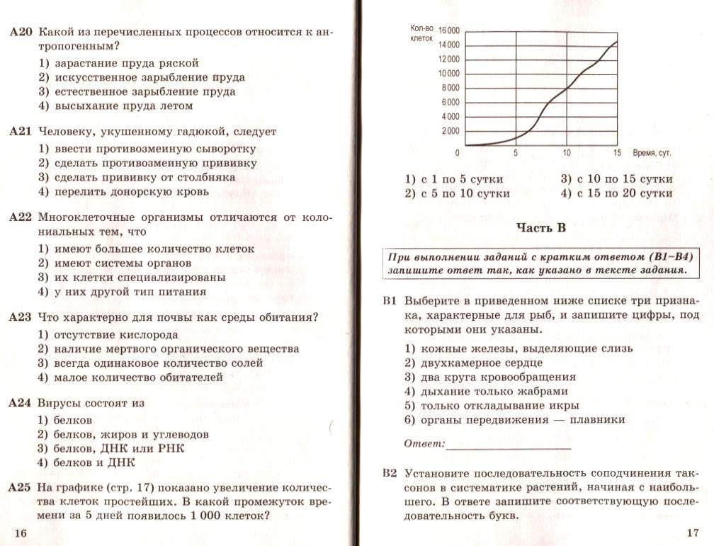 Гиа по по 9 биологии тесты класс